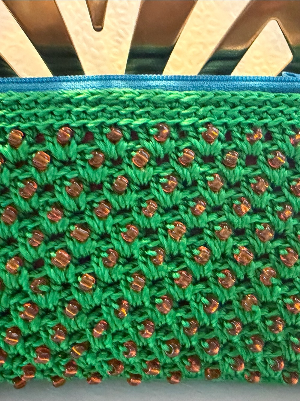 Green Beaded Crochet Women’s Clutch - Stylish Knit Evening Bag